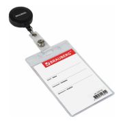 Бейдж вертикальный (90х60 мм), с держателем-рулеткой 70 см, BRAUBERG, 235710