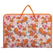 Папка для труда на молнии с ручками ПИФАГОР А4, 1 отделение, пластик, органайзер, «Foxes», 270876