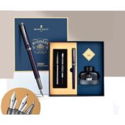 Ручка в футляре  TJ-9 Montagut 0.5мм перьевая, Баклажан, металлический корпус, поршневая + чернила 30мл, сменное перо, сменная ручка роллер с стержнем, в к/кор M308 (1/20)