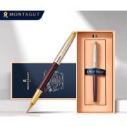 Ручка в футляре  TJ-14 Montagut (син) 0.5мм роллер, Серебро/коричневая, металлический корпус, в к/кор M307 (1/10)