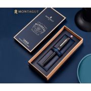 Ручка в футляре  TJ-6 Montagut (син) 0.5мм роллер, Черная, металлический корпус c рифлением, в к/кор 2006-1 (1/20)