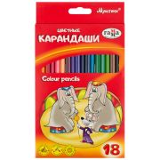 Карандаши цветные Гамма «Мультики», 18цв., трехгранные, заточен., картон. упаковка, европодвес