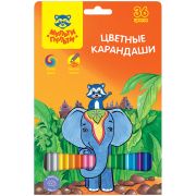 Карандаши 36цв.  Енот в Индии заточ картон уп европодвес 10823