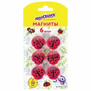 Магниты ЮНЛАНДИЯ 30 мм, НАБОР 6 шт., «БОЖЬЯ КОРОВКА», красные, 237476