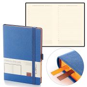 Ежедневник недатированный искусственная кожа А5 145*215мм « Bruno Visconti » 136л Monako Синий, линия, на резинке, тонированный блок 70 г/м2, скругленные углы
