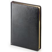 Ежедневник недатированный А5+ 145*205мм искусственная кожа « Bruno Visconti » 176л Parliament черный, поролон, линия, тонированный офсет 80г/м2, ляссе, золотой срез, скругленные углы, справочная информация, подходит под горячее тиснение, фольгу