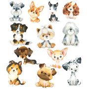 Декоративные наклейки Щенки 21х29 см