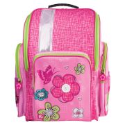УЦЕНКАРанец жёст.225324, для нач.школы.дев.розовый. Цветы и бабочка 36*26*14см. BRAUBERG