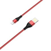 Кабель USB - Apple 8 pin Вorofone BU11 1.2м 2.4А ткань красный