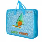 Папка с ручками 1 отделение, А4 265х335х90мм, Alingar, пластик, ручки тесьма, дизайн с двух сторон, молния сверху, «Crazy фрукты»
