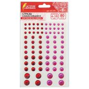 Стразы самоклеящиеся «Круглые», 6-15 мм, 80 шт., розовые/красные, на подложке, ОСТРОВ СОКРОВИЩ, 661391