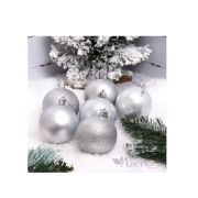 Набор шаров 6см 6шт пластик, серебро, ОПП 200141 Льдинка