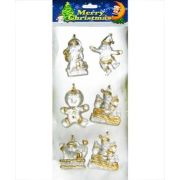 Новогодний сувенир подвеска BG-242 «Ассорти» пластик с позолот 6см, 6шт в наборе