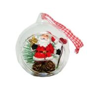 Новогодний сувенир Шар ВА-222 стекло 8см Фигурка снеговика внутри