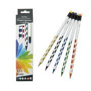 Карандаш пр.  JOOYDOO QD-3302 «Белый» HB 3х-гр, с анатомическими выемками, заточ, с ластиком, в к/кор (12/144/2880)