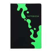 Бизнес - блокнот «НЕОН» А5, 192 стр., гибкая обл., иск.кожа «софт тач», зеленый принт и срез