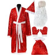 Карнавал.набор 6в1«Дедушка Мороз»(шапка,шуба,пояс,борода,мешок,рукавич.)140см(р-р:универс.) КРК-8095