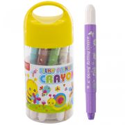 Акварельные мелки Yalong «Пчёлка» 12 цв. пластиковый корпус с рисунком и выдвижным механизмом, кисть, акварел.эфект,  в пластиковом тубусе с ручкой