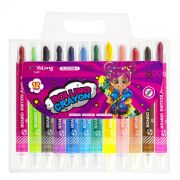 Восковые мелки Yalong12 цв. «Girl», пластиковый прозрачный корпус с рисунком и выдвижным механизмом, упаковка ПВХ, европодвес