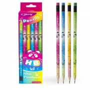 Карандаш  ч/г Yalong HB, дерево, c ластиком, круглый, заточенный, цв. корпус ассорти с рисун