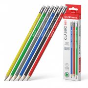 Чернографитный карандаш пластиковый ErichKrause Classic, шестигранный, с ластиком, HB