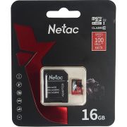 Карта памяти Netac P500 Extreme PRO 16GB MicroSDHC V10/U1/C10 up to 100MB/s, retail pack with SD Ada