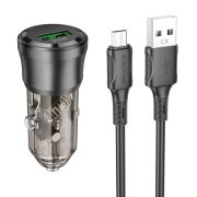 Блок питания автомобильный 1 USB Borofone BZ23 Noble, пластик, PD18Вт, кабель микро USB, QC3.0, цвет