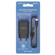 Сетевое зарядное устройство BOROFONE BA20A Sharp 1xUSB с Кабелем USB - Type-C, 2.1A, 10W, черный