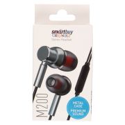 Внутриканальная гарнитура Smartbuy M200, металлич корпус, микрофон, пульт, серая, (SBH-024K)