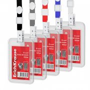 Бейдж вертикальный  в комплекте с лентой ErichKrause книжка, размер вставки 54х85 мм, прозрачный, цвет ленты ассорти, в пакете, 62082