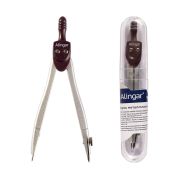 Циркуль Alingar, металлический 115 мм, грифель, пластиковый футляр, коричневый