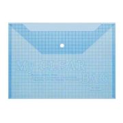Папка с кнопкой А-4  CY-197 «CLEAR» INTELLIGENT 31.7х23см, пластик прозрачный, в клетку, СИНЯЯ (12/960)