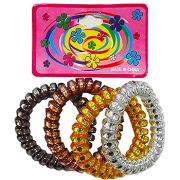 Набор резинок для волос разноцветные неоновые спиральки 4шт, европодвес, 10702070/190618/0082170