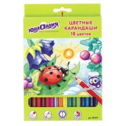 Карандаши цветные Юнландия  «В гостях у букашек» 18цв. 181379